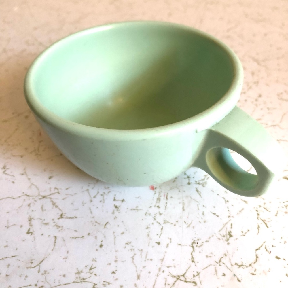 #6657 Dallas Ware Melamine Coffee Cup Mint Green Vintage Mid Century Modern Cup